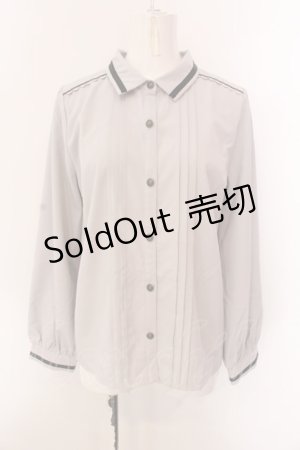 画像: axes femme / ライン使いタイ付ブラウス【タイ欠品】 L グレー O-25-02-28-020-AX-BL-IG-OS
