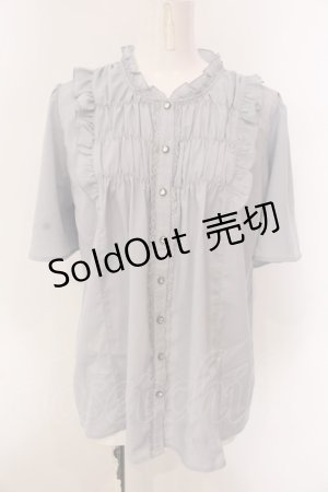 画像: axes femme / ギャザーデザインフレア袖ブラウス L ブルー O-25-02-28-021-AX-BL-IG-OS