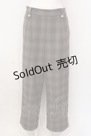 画像: axes femme / 裾釦起毛チェックワイドパンツ L ブラウン O-25-02-28-025-AX-PA-IG-OS