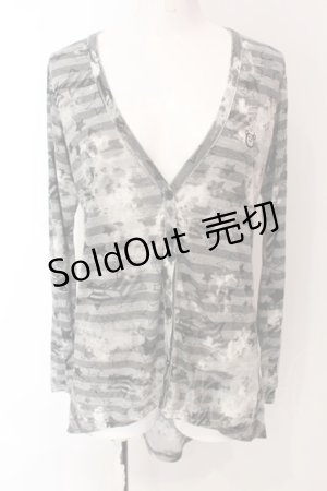画像: PEACE NOW / 透かしボーダースターカットカーディガン  グレー O-25-03-06-030-PU-TO-IG-OS