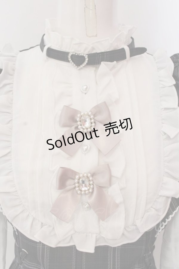 画像2: NOEMIE / さきまるちゃんコラボ!ハートチョーカーシアーチェックWスピンドルセットアップ  クロ×シロ O-25-03-06-001-LO-OP-IG-OS (2)