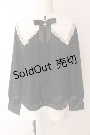 画像: axes femme POETIQUE / クロス刺繍シスターブラウス M クロ×シロ O-25-03-06-062-AX-BL-IG-OS