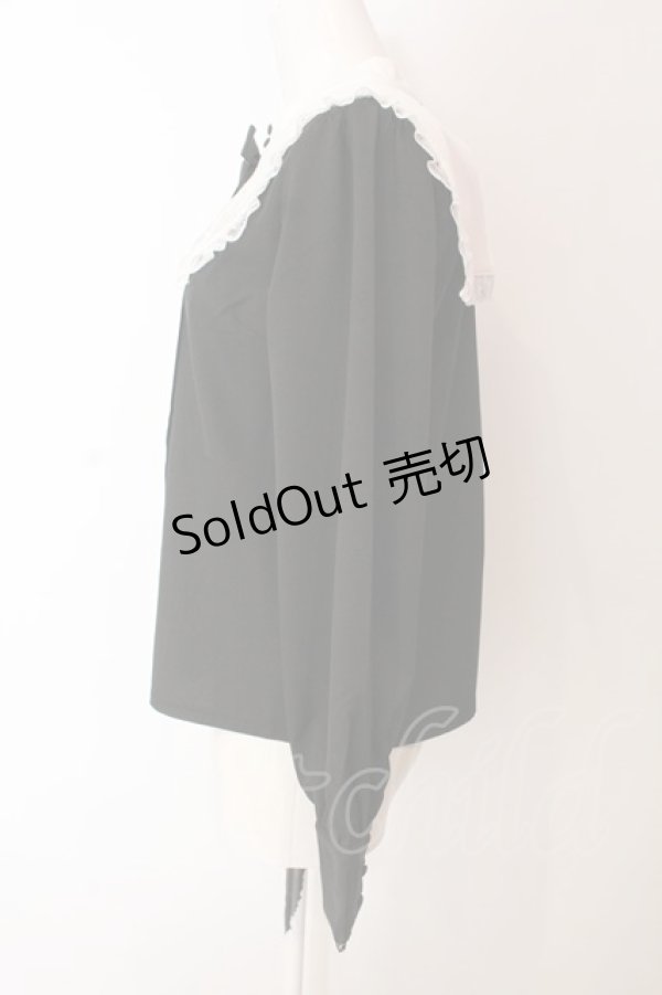 画像4: axes femme POETIQUE / クロス刺繍シスターブラウス M クロ×シロ O-25-03-06-062-AX-BL-IG-OS (4)