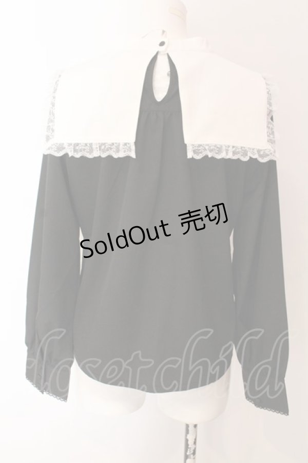 画像5: axes femme POETIQUE / クロス刺繍シスターブラウス M クロ×シロ O-25-03-06-062-AX-BL-IG-OS (5)