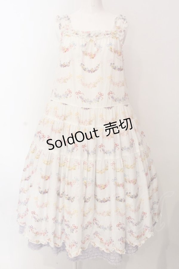 画像1: PINK HOUSE / le langage des fleurs ptミディワンピース  シロ×ラベンダー O-25-03-06-013-LO-OP-IG-OS (1)