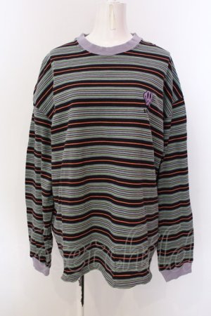 画像: LAND by MILK BOY / SMILY MULTI-BORDER TEE Tシャツ  ブラック×パープル系 O-25-03-08-035-PU-TO-IG-ZT317