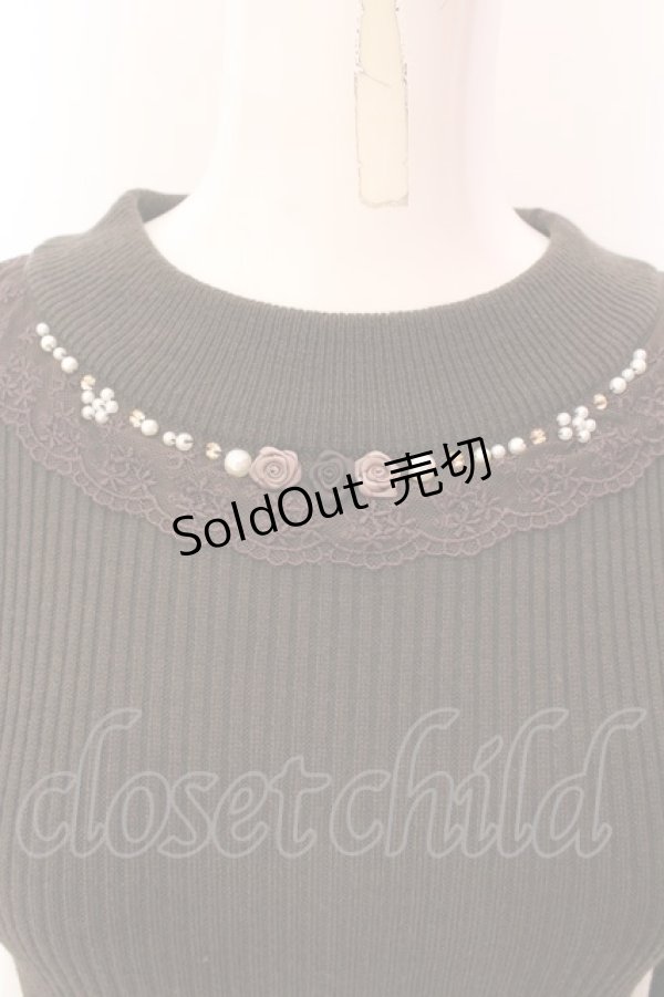画像2: axes femme / 薔薇モチーフボトルネックプルオーバー M モカ O-25-03-08-061-AX-TO-OW-OS (2)