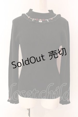 画像: axes femme / バラボトルネックリブプルオーバー F クロ O-25-03-08-062-AX-TO-OW-OS