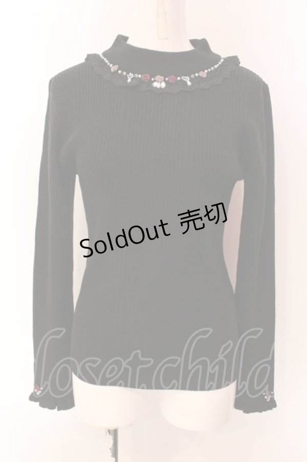 画像1: axes femme / バラボトルネックリブプルオーバー F クロ O-25-03-08-062-AX-TO-OW-OS (1)