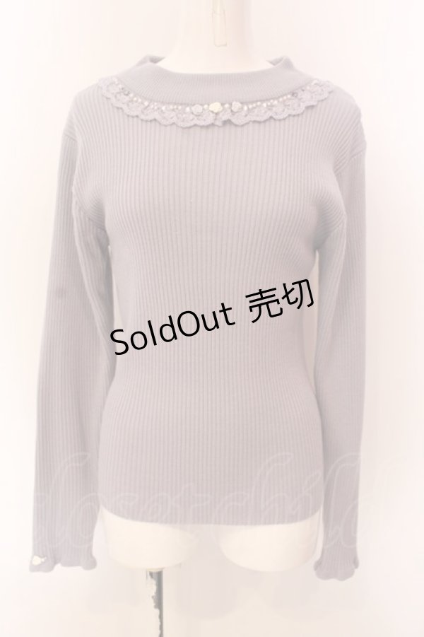 画像1: axes femme / バラボトルネックリブニットプルオーバー M ブルーグレー O-25-03-08-063-AX-TO-OW-OS (1)