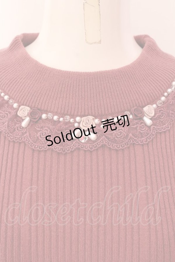 画像2: axes femme / バラボトルネックニットプルオーバー F ピンク O-25-03-08-064-AX-TO-OW-OS (2)