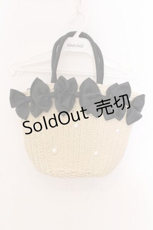 画像: axes femme POETIQUE / リボン雑材風バッグ  ナチュラル×クロ O-25-03-08-082-AX-BG-OW-OS