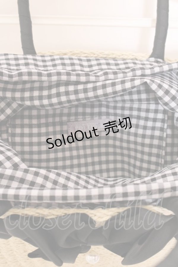 画像3: axes femme POETIQUE / リボン雑材風バッグ  ナチュラル×クロ O-25-03-08-082-AX-BG-OW-OS (3)