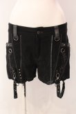 画像1: Ozz Croce / 刺繍入サイドベルトショートパンツ  ブラック O-25-03-08-002-OO-PA-OW-OS (1)