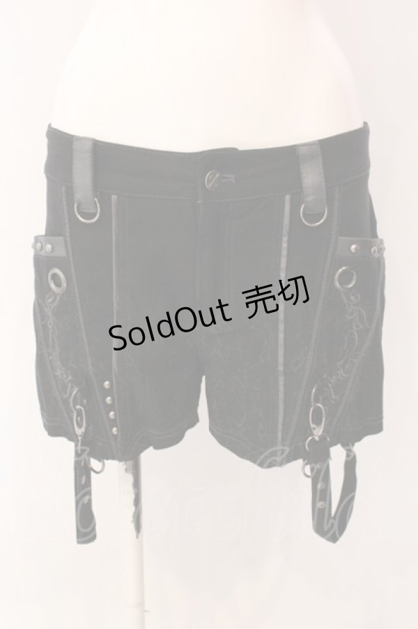 画像1: Ozz Croce / 刺繍入サイドベルトショートパンツ  ブラック O-25-03-08-002-OO-PA-OW-OS (1)