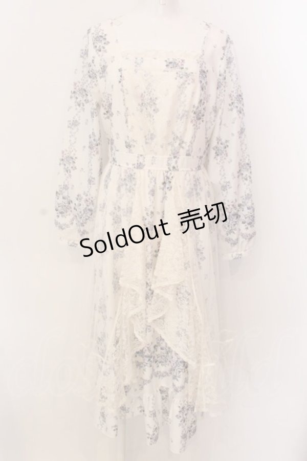 画像1: axes femme / ラッフルフリルレース花柄ワンピース M キナリ O-25-03-08-013-AX-OP-OW-OS (1)