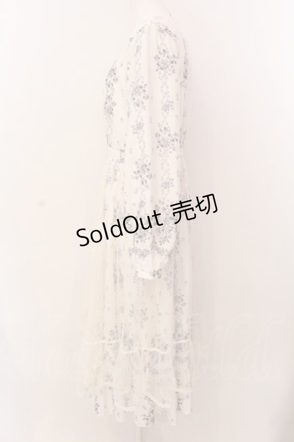画像3: axes femme / ラッフルフリルレース花柄ワンピース M キナリ O-25-03-08-013-AX-OP-OW-OS (3)