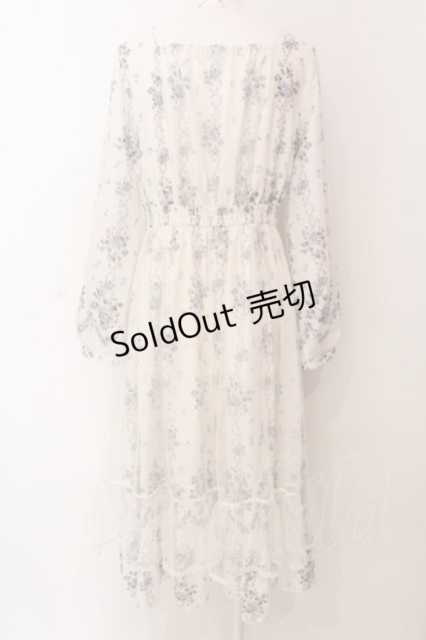 画像4: axes femme / ラッフルフリルレース花柄ワンピース M キナリ O-25-03-08-013-AX-OP-OW-OS (4)