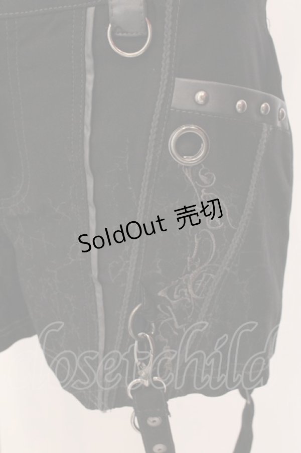 画像2: Ozz Croce / 刺繍入サイドベルトショートパンツ  ブラック O-25-03-08-002-OO-PA-OW-OS (2)