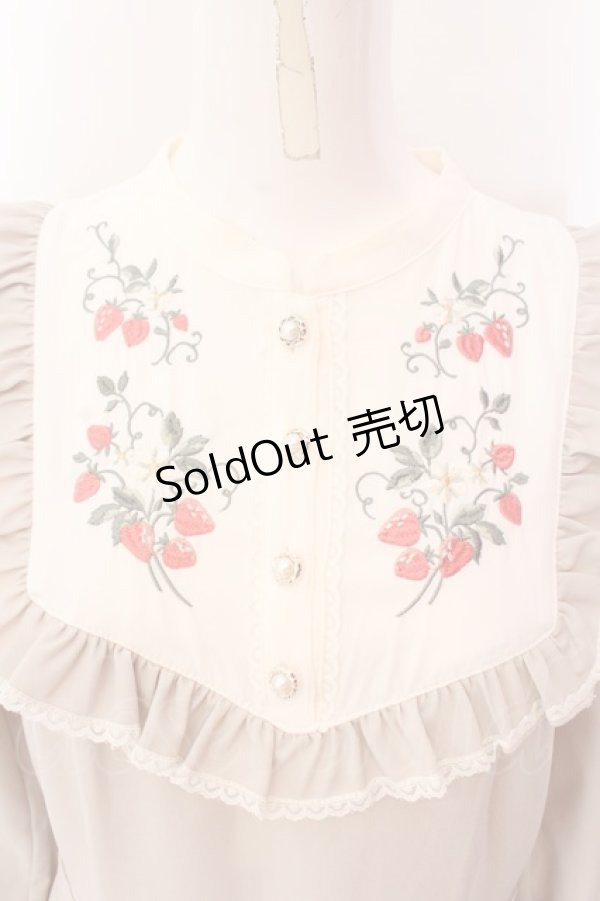 画像2: axes femme POETIQUE / ブロッキングベリー刺繍ワンピース M グレージュ O-25-03-08-015-AX-OP-OW-OS (2)