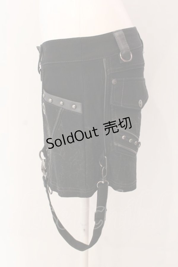 画像3: Ozz Croce / 刺繍入サイドベルトショートパンツ  ブラック O-25-03-08-002-OO-PA-OW-OS (3)
