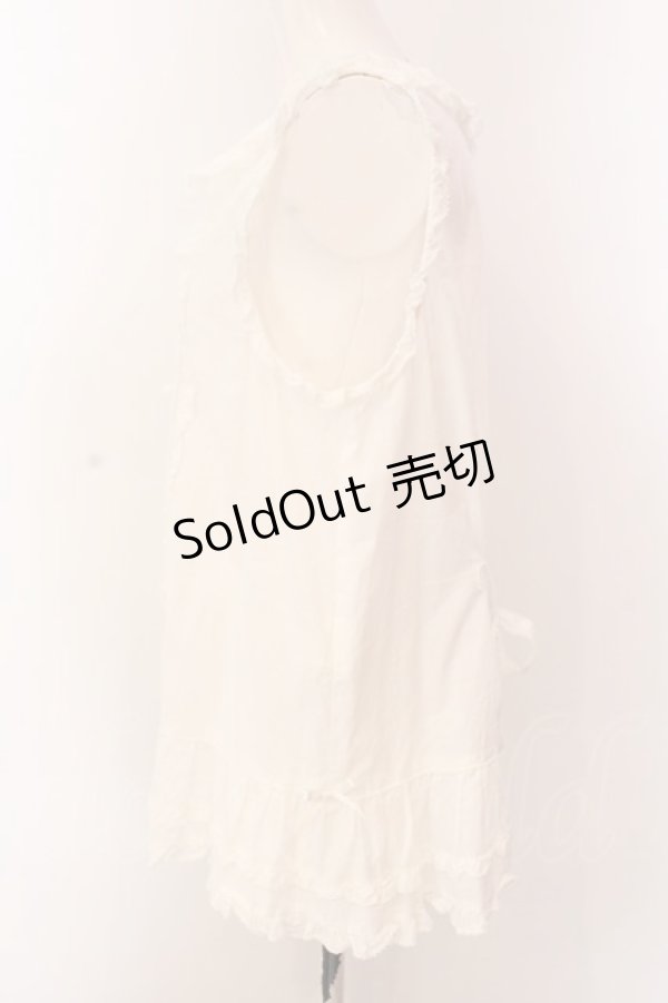 画像3: PINK HOUSE / リボン使いローンフリルベスト  シロ O-25-03-08-018-LO-TO-OW-OS (3)