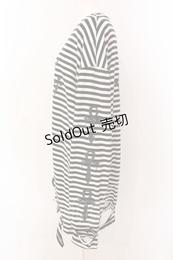 画像2: REFLEM / ダメージボーダーL/S Tee　カットソー F ブラック×ホワイト O-25-03-08-025-PU-TO-OW-OS (2)