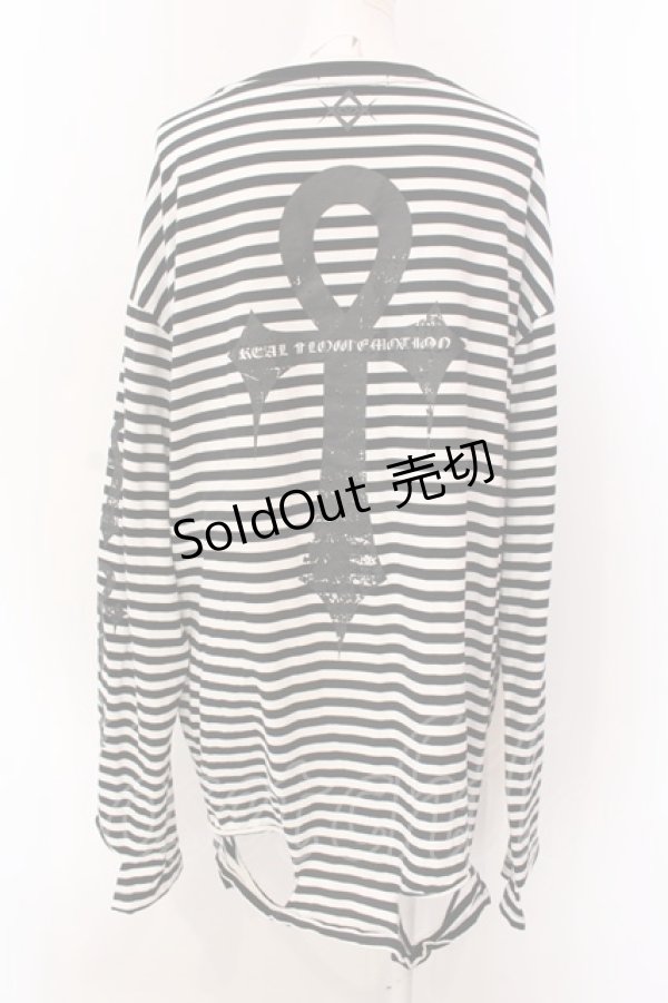 画像3: REFLEM / ダメージボーダーL/S Tee　カットソー F ブラック×ホワイト O-25-03-08-025-PU-TO-OW-OS (3)