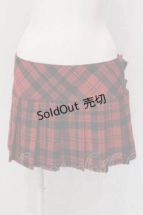 画像1: HYSTERIC GLAMOUR / プリーツ巻きスカート M レッド O-25-03-10-014-PU-SK-OW-OS (1)