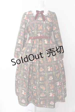 画像: axes femme kawaii / 森のケーキ屋さん柄ワンピース M グリーン O-25-03-12-032-AX-OP-IG-OS
