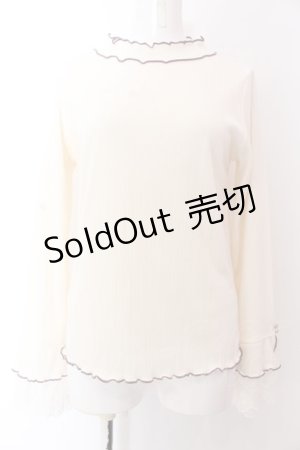 画像: axes femme / 袖レース配色メローリブプルオーバー M アイボリー O-25-03-12-034-AX-TO-IG-OS