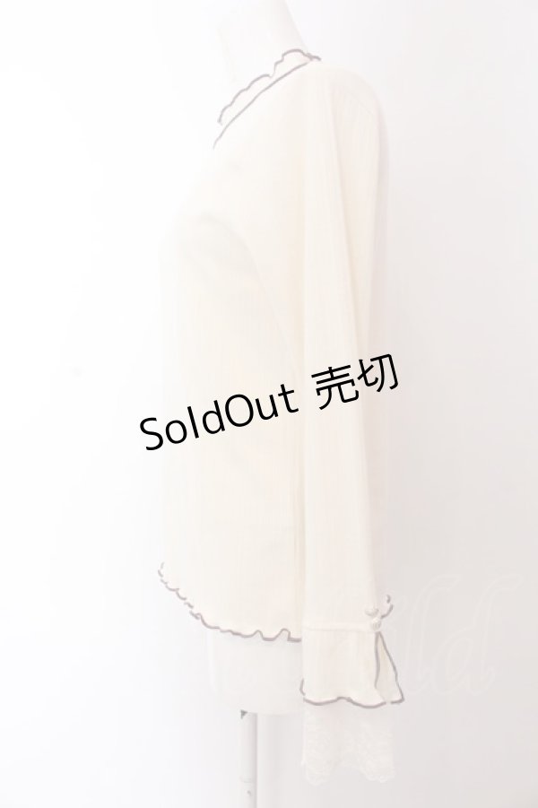 画像2: axes femme / 袖レース配色メローリブプルオーバー M アイボリー O-25-03-12-034-AX-TO-IG-OS (2)