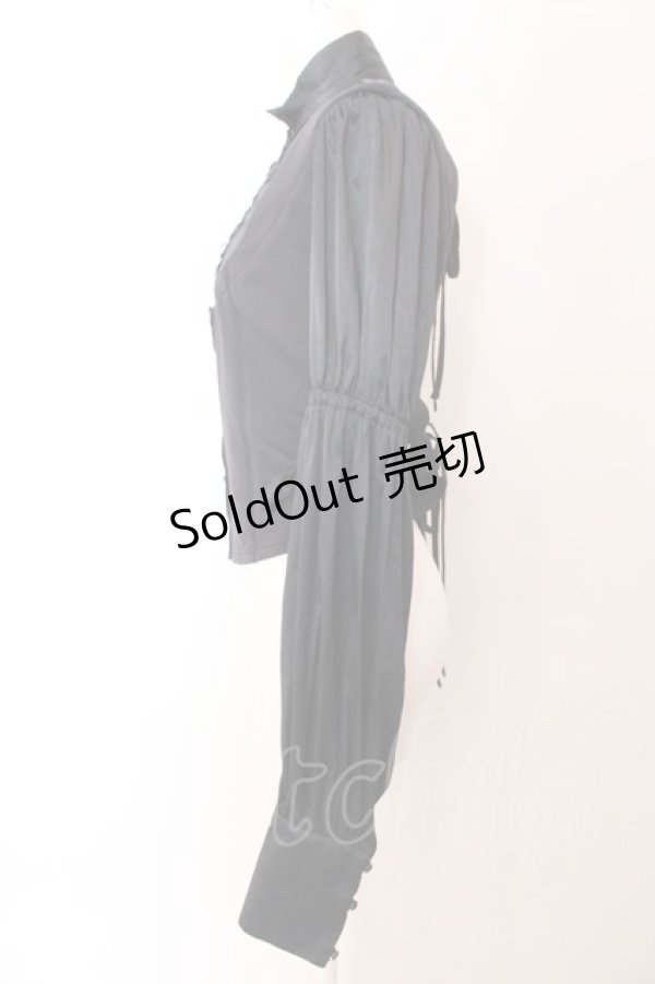 画像3: alice auaa / ストレッチ切り替えバックオープンフリルブラウス  ブラック O-25-03-12-038-AA-BL-IG-OS (3)