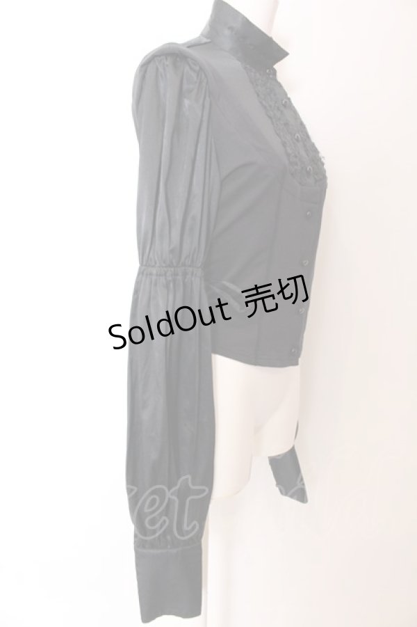 画像4: alice auaa / ストレッチ切り替えバックオープンフリルブラウス  ブラック O-25-03-12-038-AA-BL-IG-OS (4)