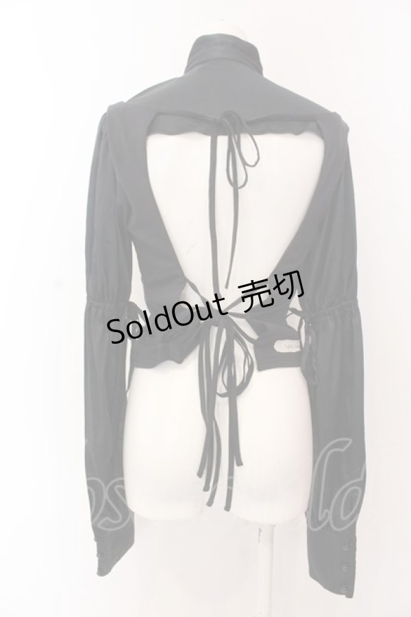 画像6: alice auaa / ストレッチ切り替えバックオープンフリルブラウス  ブラック O-25-03-12-038-AA-BL-IG-OS (6)