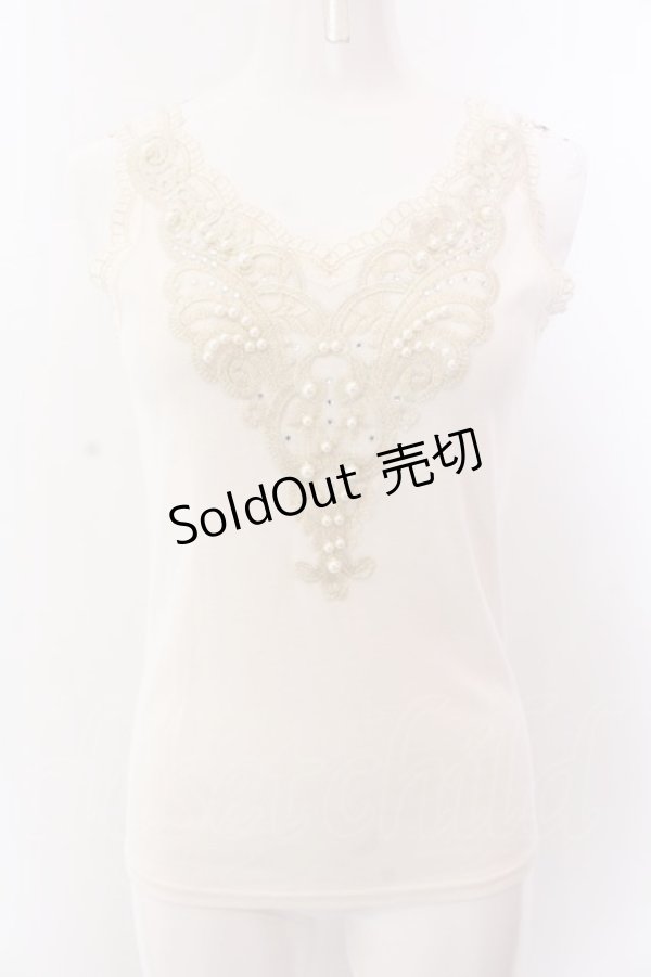 画像1: axes femme / ラメ刺繍タンクトップ M アイボリー O-25-03-12-042-AX-TO-IG-OS (1)