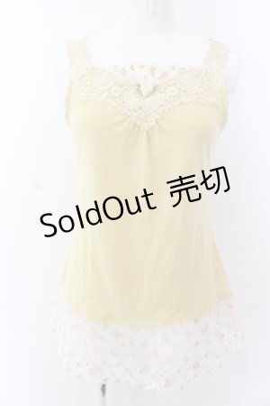 画像: axes femme / 花柄チュールレース使いタンク M イエロー O-25-03-12-046-AX-TO-IG-OS