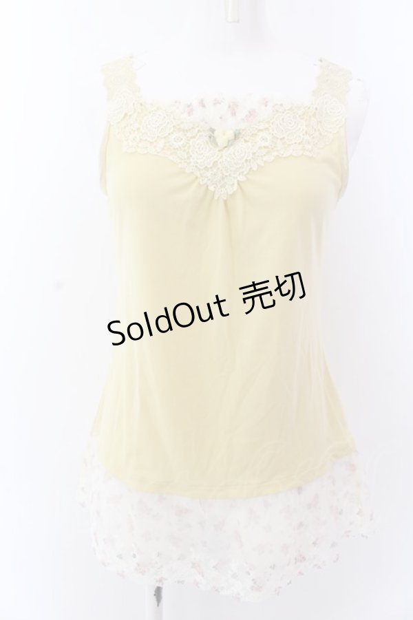 画像1: axes femme / 花柄チュールレース使いタンク M イエロー O-25-03-12-046-AX-TO-IG-OS (1)