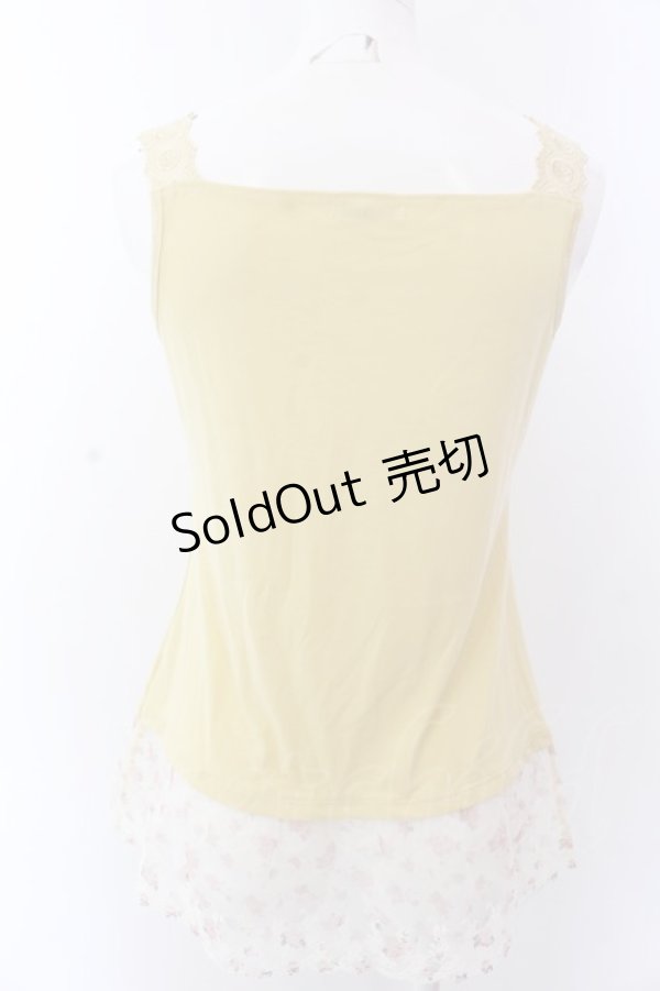 画像4: axes femme / 花柄チュールレース使いタンク M イエロー O-25-03-12-046-AX-TO-IG-OS (4)