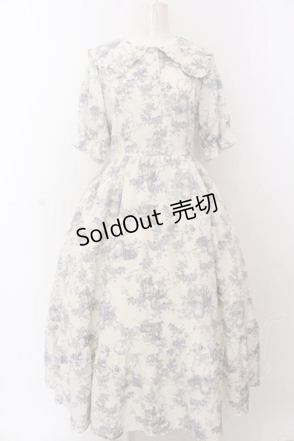 画像1: m petit by misako / トワルドジュイワンピース L アイボリー×ブルー O-25-03-12-007-LO-OP-IG-OS (1)