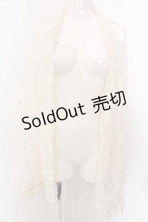 画像: axes femme / フレームネコ柄レースストール  キナリ O-25-03-12-073-AX-ZA-OW-OS