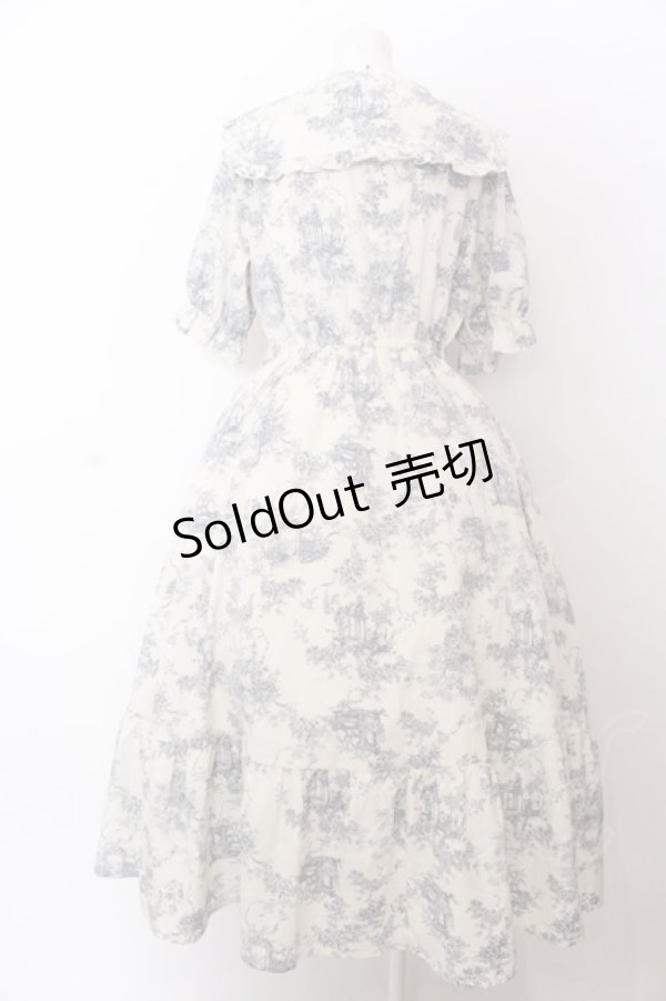 画像3: m petit by misako / トワルドジュイワンピース L アイボリー×ブルー O-25-03-12-007-LO-OP-IG-OS (3)