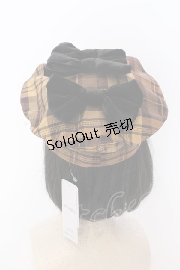 画像1: axes femme kawaii / タータンチェックベレー帽  イエロー O-25-03-12-086-AX-AC-IG-OS (1)