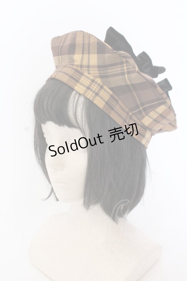 画像2: axes femme kawaii / タータンチェックベレー帽  イエロー O-25-03-12-086-AX-AC-IG-OS (2)