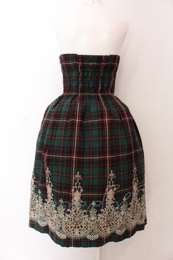 画像6: Jane Marple / ウールタータンヴィクトリアンエンブロイダリーのビスチェドレス M グリーン O-25-03-12-009-JM-OP-OW-ZT005 (6)