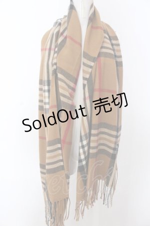 画像: 【SALE】NieR CLOTHING / パッチ付き大判ストールマフラー【ブラウンチェック】  ベージュ O-25-03-13-1010-PU-ZA-IG-ZTK016
