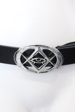 画像: REFLEM / Thorn eyeロゴレザーベルト 2（メンズサイズ） ブラック×シルバー O-25-03-13-1018-PU-ZA-OW-ZT-CL001