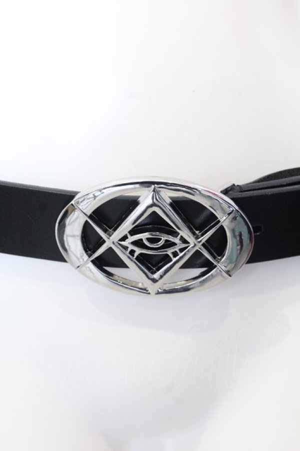画像1: REFLEM / Thorn eyeロゴレザーベルト 2（メンズサイズ） ブラック×シルバー O-25-03-13-1018-PU-ZA-OW-ZT-CL001 (1)