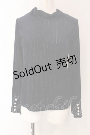 画像: axes femme / 袖連ボタンラメベロアリブプルオーバー F ネイビー O-25-03-13-011-AX-TO-OW-OS
