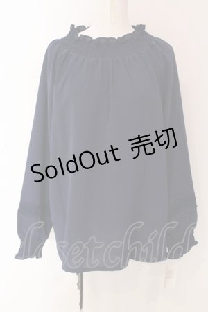 画像: axes femme / シャーリングスタンドブラウス F ネイビー O-25-03-13-012-AX-BL-OW-OS